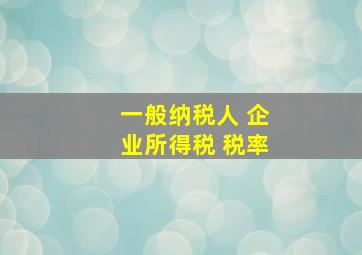 一般纳税人 企业所得税 税率